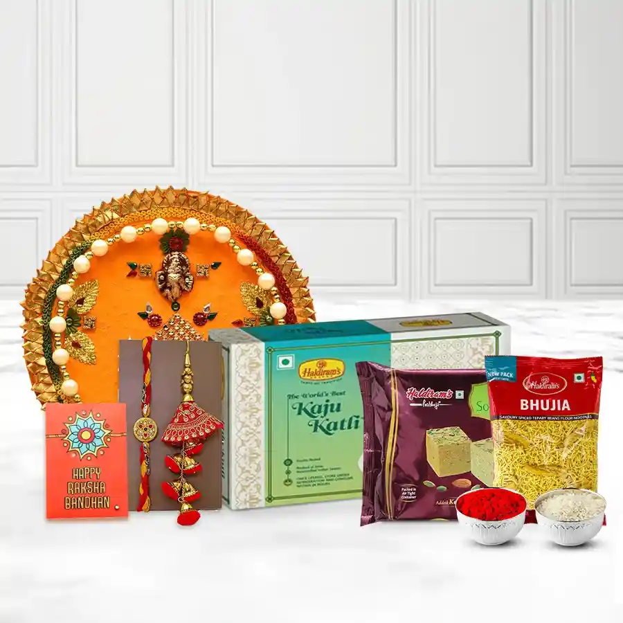 Thali with Bhaiya Bhabhi Rakhi N Assortments