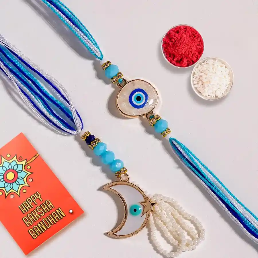 Marvelous Evil Eye Bhaiya Bhabhi Rakhi Set