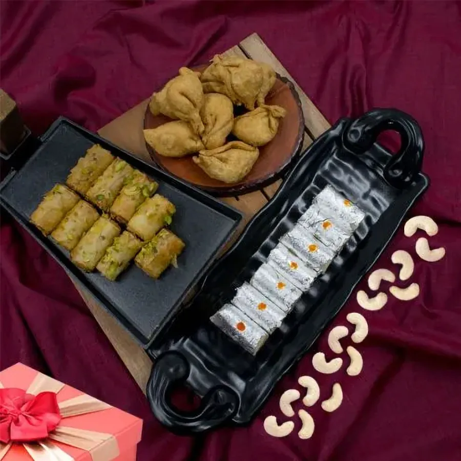 Delicious Roll Baklawa with Mini Samosa N Kaju Roll from Haldiram