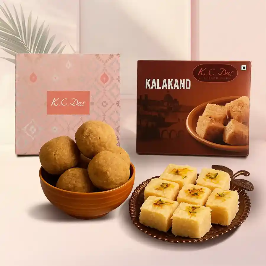 Kalakand and Khasta Kachori combo featuring creamy sweets and crispy snacks.