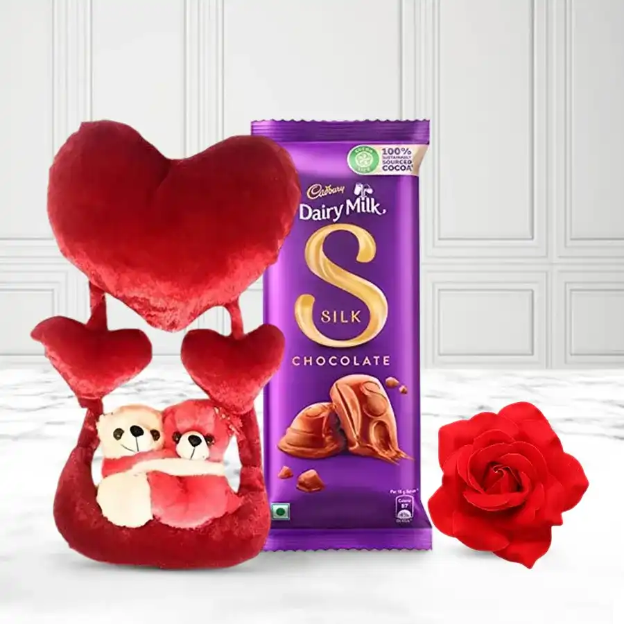Made for Each Other Teddy with Red Velvet Rose