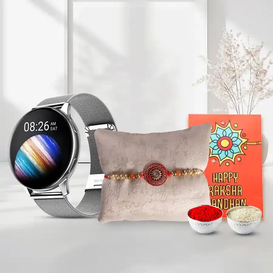 Stunning Rakhi with Noise Vortex Watch Combo