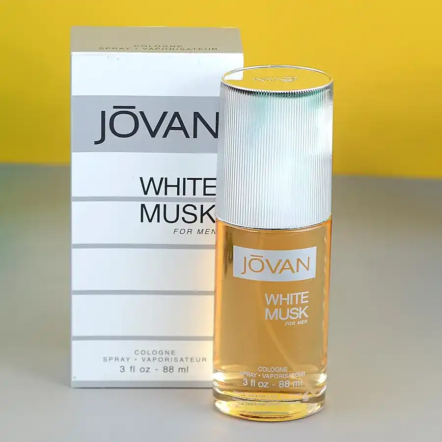 Jovan White Musk Cologne for Men, 88ml bottle, elegant fragrance gift.