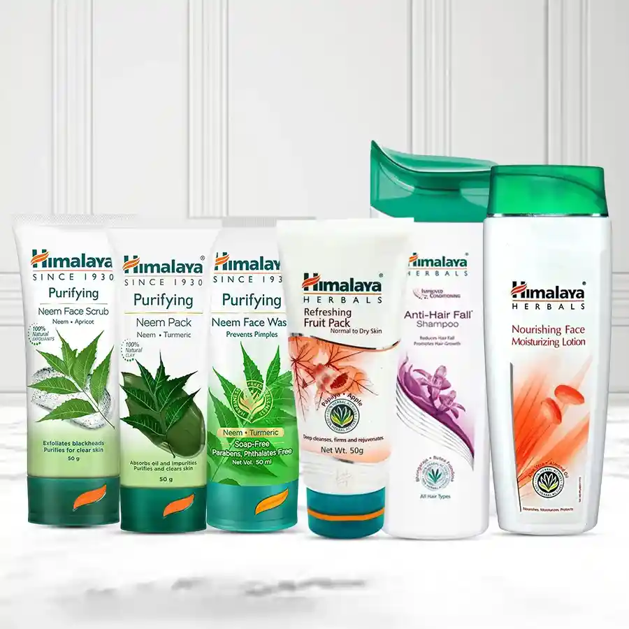 Himalaya Beauty Hamper featuring herbal skincare and haircare products for a refreshing self-care experience.