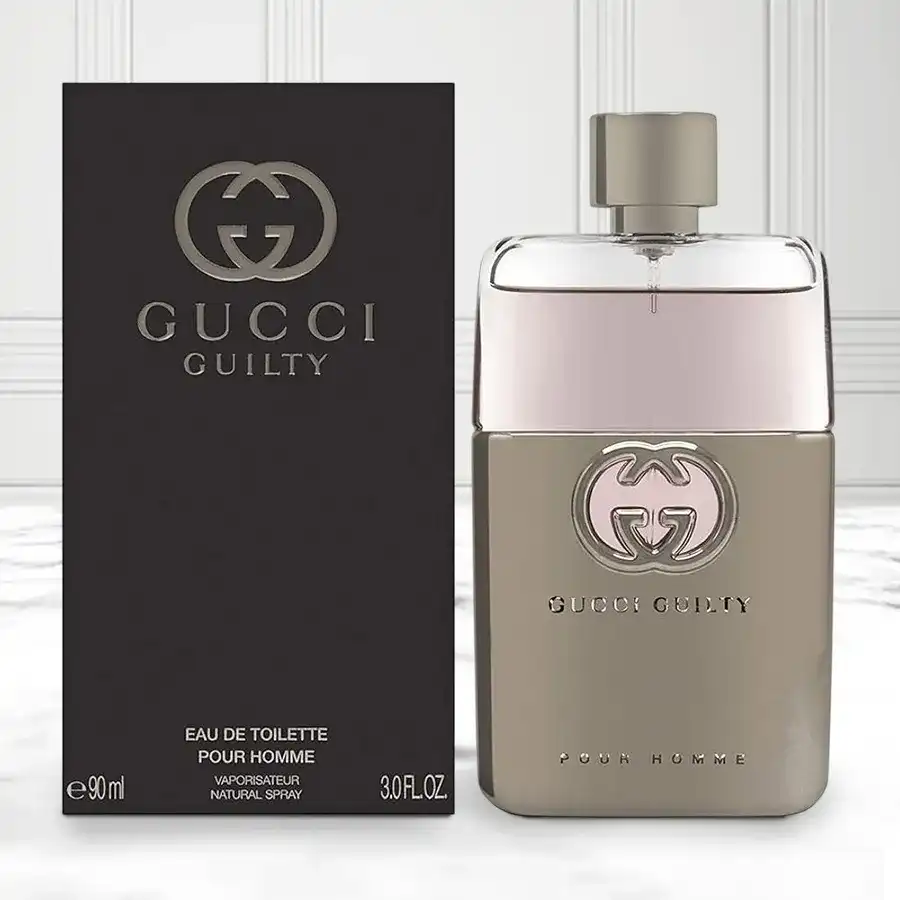 Gucci Guilty Eau De Toilette 90ml gift for men featuring fresh lavender, lemon, and warm cedar wood notes.