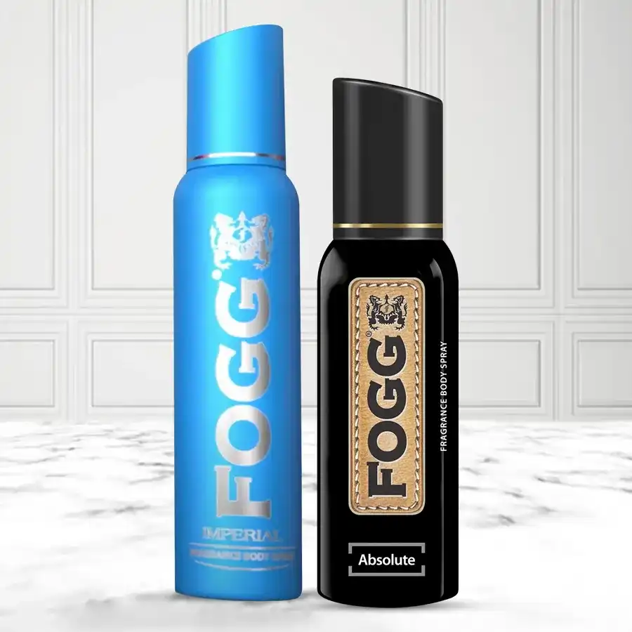 Fogg Imperial Fragrance and Absolute Fragrance Body Spray for Men, featuring two stylish bottles in a set.