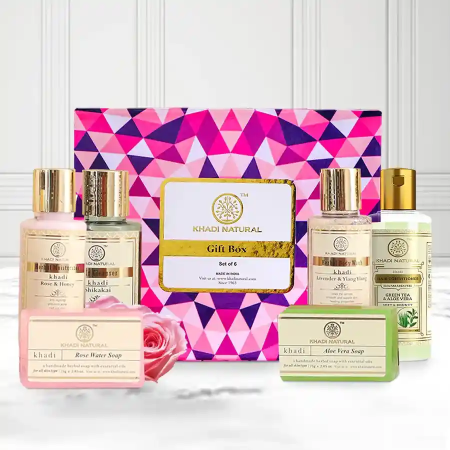Khadi Natural Skin & Hair Care Gift Pack, a perfect gift for beauty and wellness.