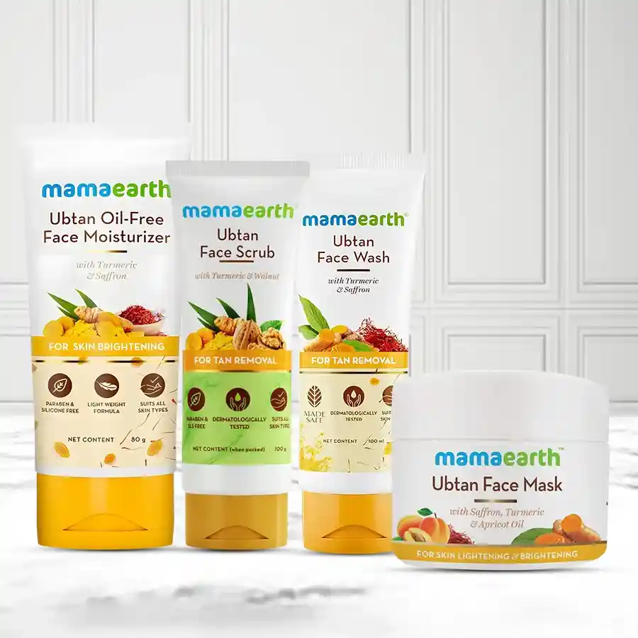 Mama Earth De Tan Yogurt Kit Gift Hamper with skincare products for all skin types.