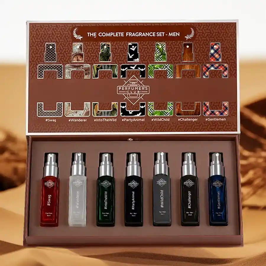 Captivating Fragrance Gift Set from Perfumers Club featuring a blend of fresh, woody, spicy, and musky scents in a sleek design.