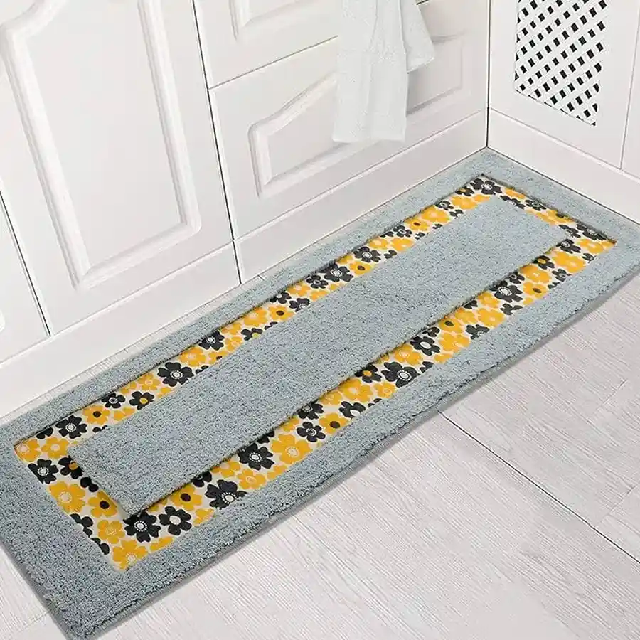 Versatile Grey Cotton Runner in tufted weave, 40 x 60 cm, perfect for home decor and gifting.