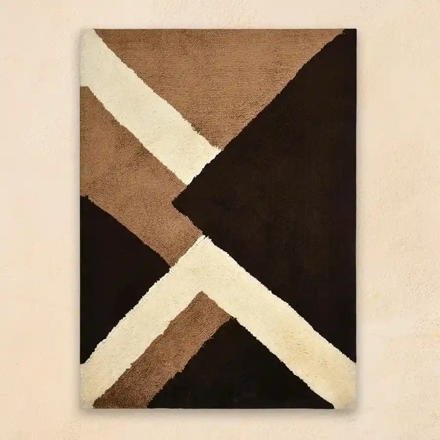 Chic Beige Shaggy Bedside Runner in microfibre polyester, 50x150 cm, soft and antiskid design.