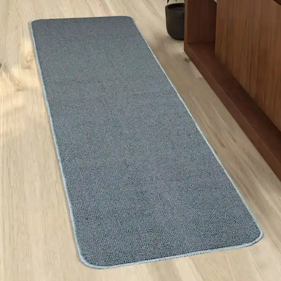 Stylish turquoise striped runner measuring 45x120 cm, made from cotton with a tufted weave, perfect for enhancing home decor.