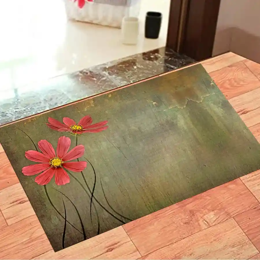 Charming 3D Printed Welcome Mat with floral design, antiskid, and washable features for a warm home greeting.