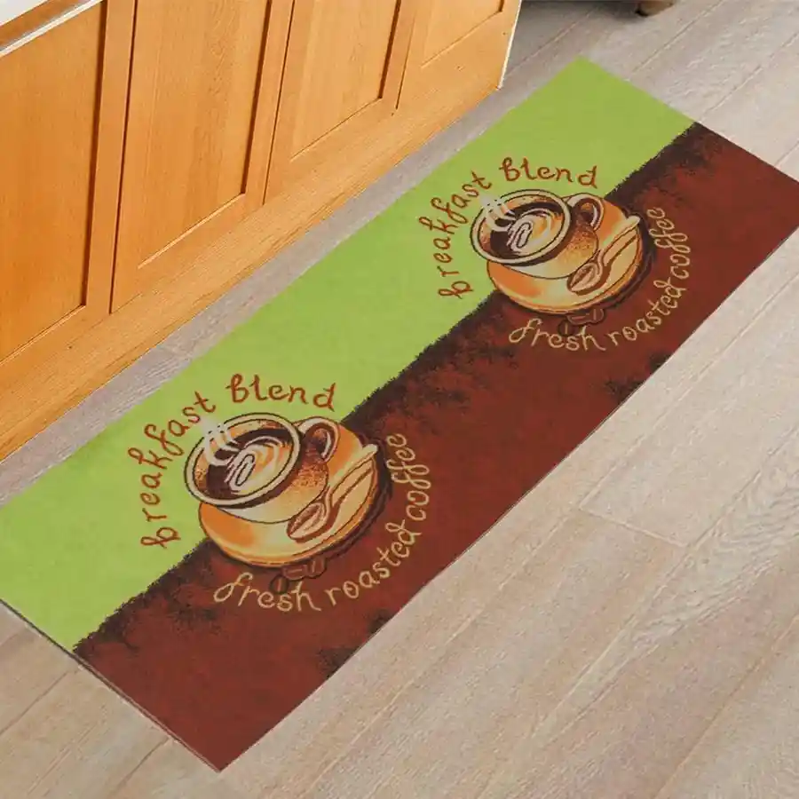 Cheerful yellow anti-skid runner floor mat on a clean floor.