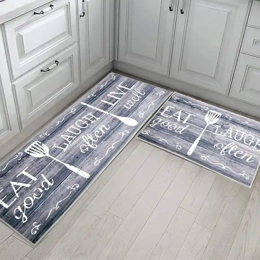 Stylish anti-slip rubber mat set in grey, featuring two sizes for added safety and decor.