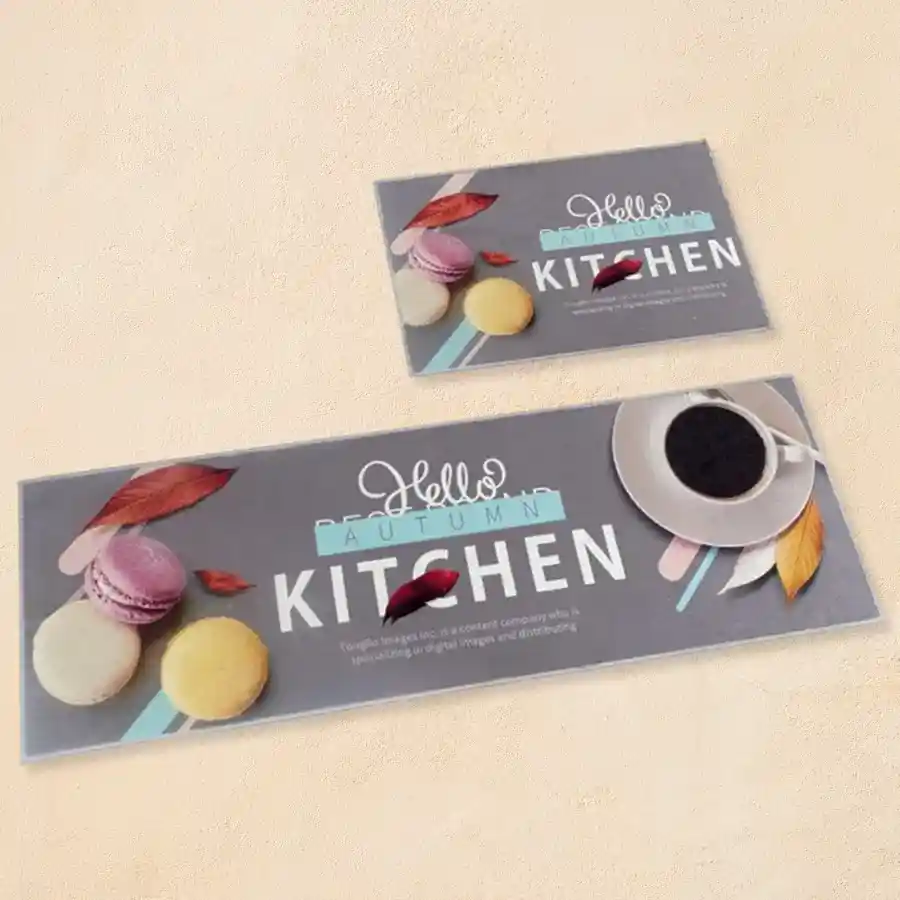 Cozy Anti-Slip Kitchen Cloud Mat in grey velvet and cotton, measuring 41x122x6 cm, designed for safety and comfort in the kitchen.