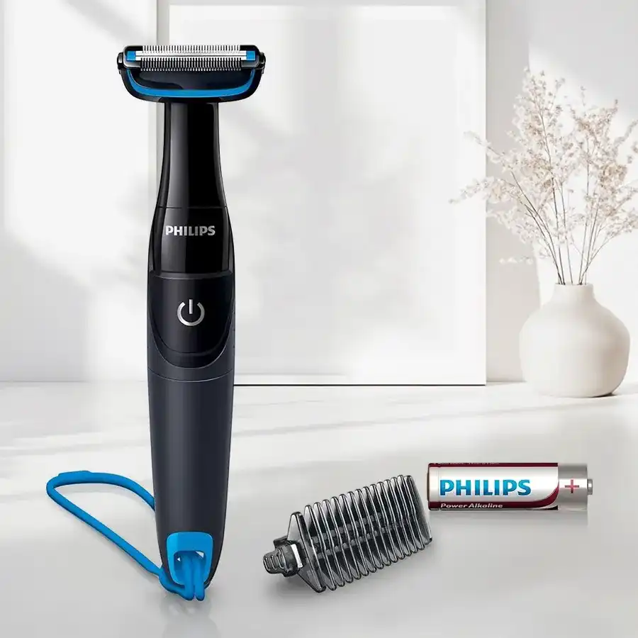 Philips Skin Protector Men's Trimmer with waterproof shower cord and unique skin protector features.