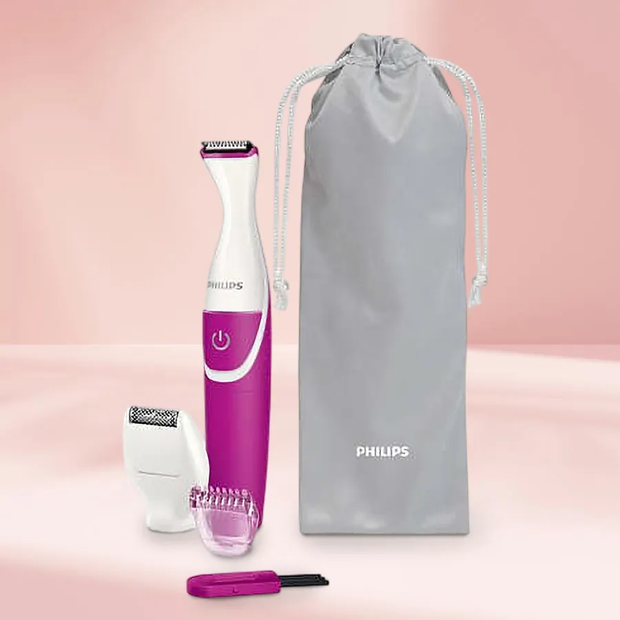 Philips Trimmer for Women with ergonomic design, cordless operation, and bikini trimming head. Perfect for wet and dry grooming.