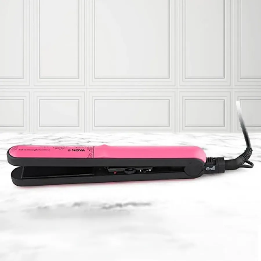 Stylish Nova Hair Straightener with ceramic coating and adjustable temperature for smooth, polished hair.