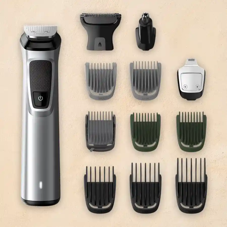 Philips 13-in-1 Hair Clipper and Body Groomer with multiple combs and ergonomic design.