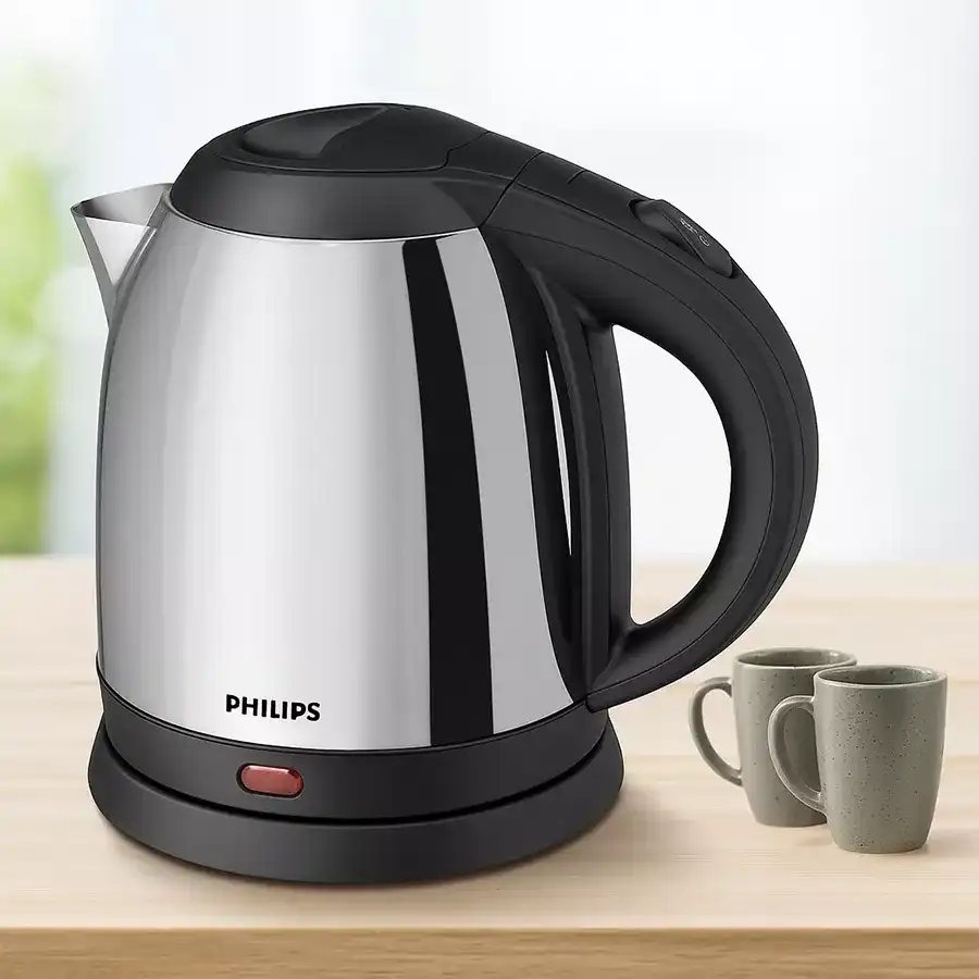 Philips Electric Kettle with multicolor design and safety features, showcasing its modern design and functionality.