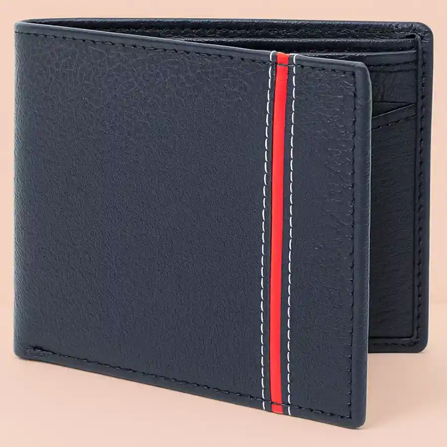 Stylish black leather wallet for men with multiple compartments.