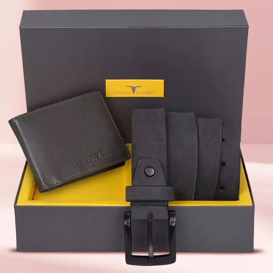 Stylish Leather Wallet and Belt Combo Set by Urban Forest, perfect gift for men.