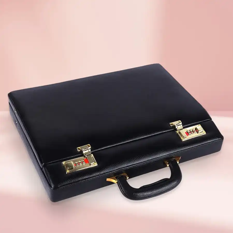 Exclusive blue leather office briefcase for men, designed for style and functionality.