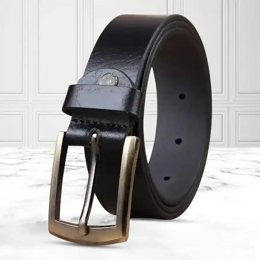 Timeless Black Leather Belt for Men, crafted from premium leather, suitable for formal and casual occasions.