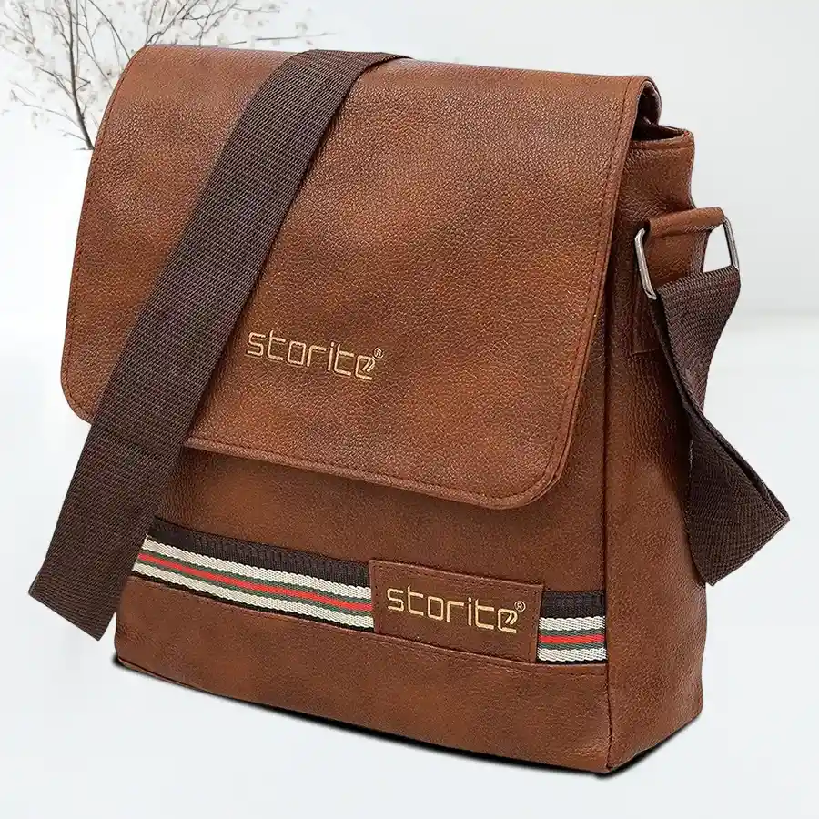Stylish dark brown crossbody messenger bag for girls, featuring multi-pocket zip closure from Storite. Perfect for travel and everyday use.