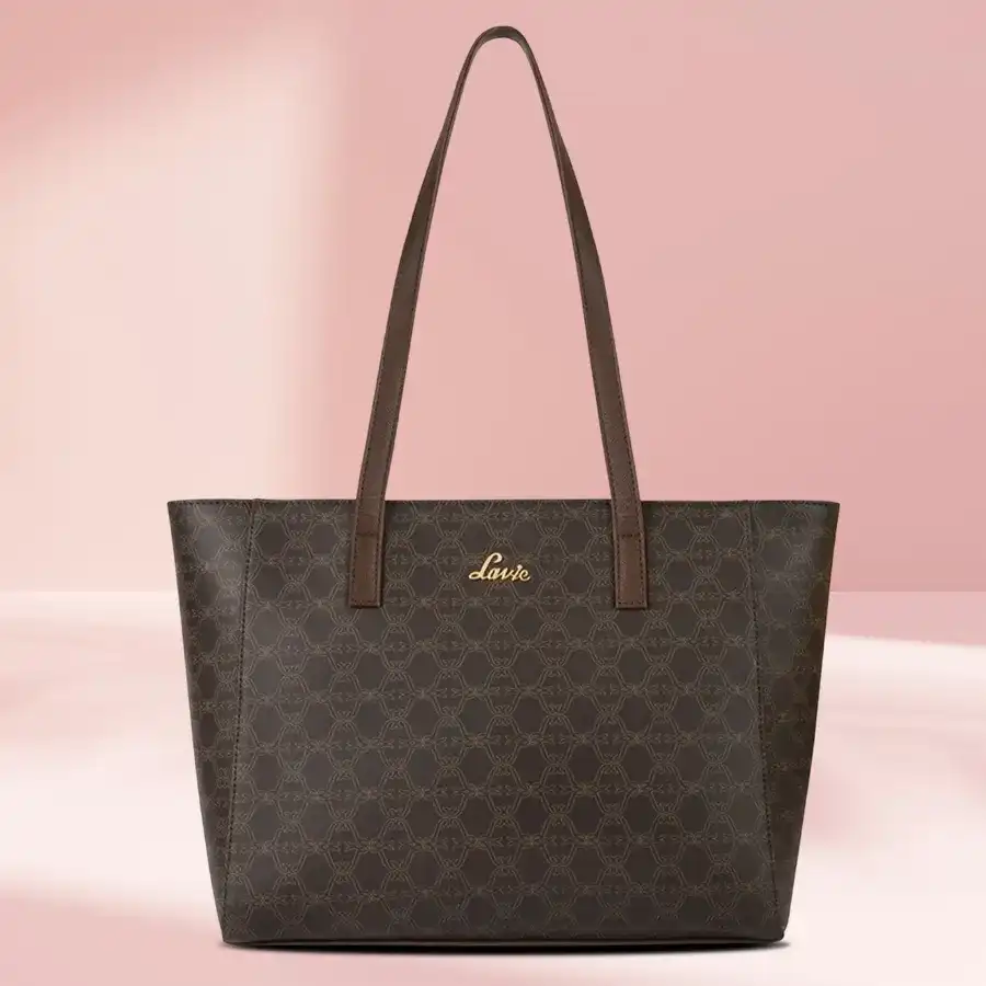 Lavie Betula Medium Tote for Women in brown faux leather with spacious compartments and dual shoulder straps.