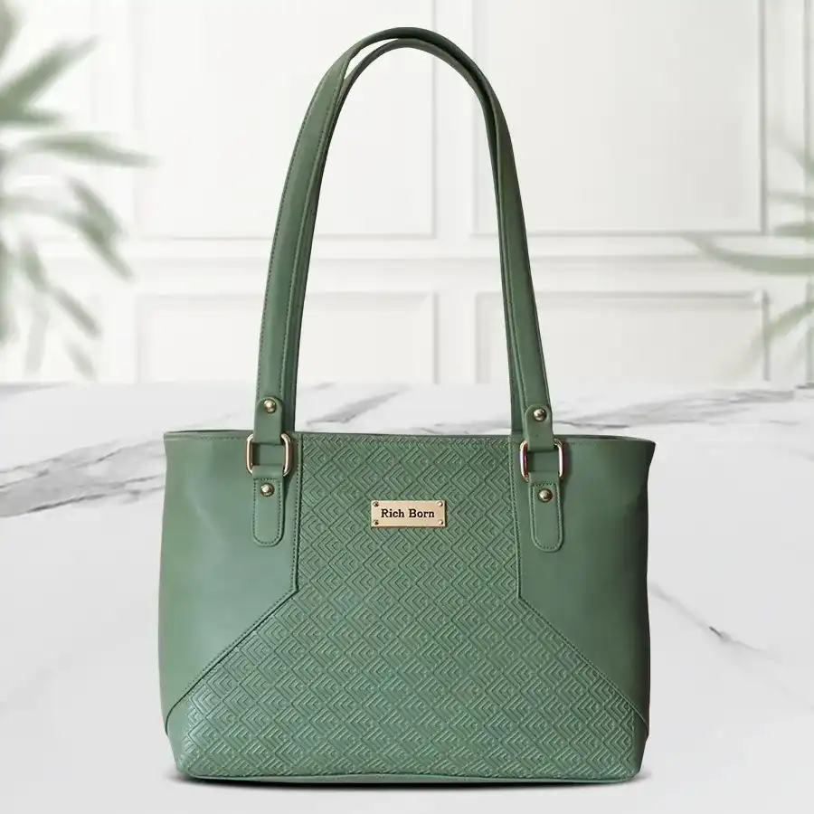 Slender Office Bag in Mineral Green, crafted from PU leather, designed for women, showcasing elegance and functionality in a stylish shoulder bag.