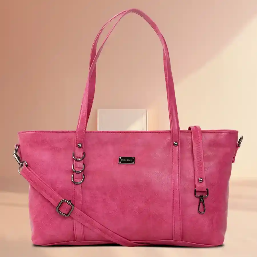 Charming Quilted Stitches Shoulder Bag in Pink, featuring two chambers and crafted from PU leather. Perfect for gifting to her.