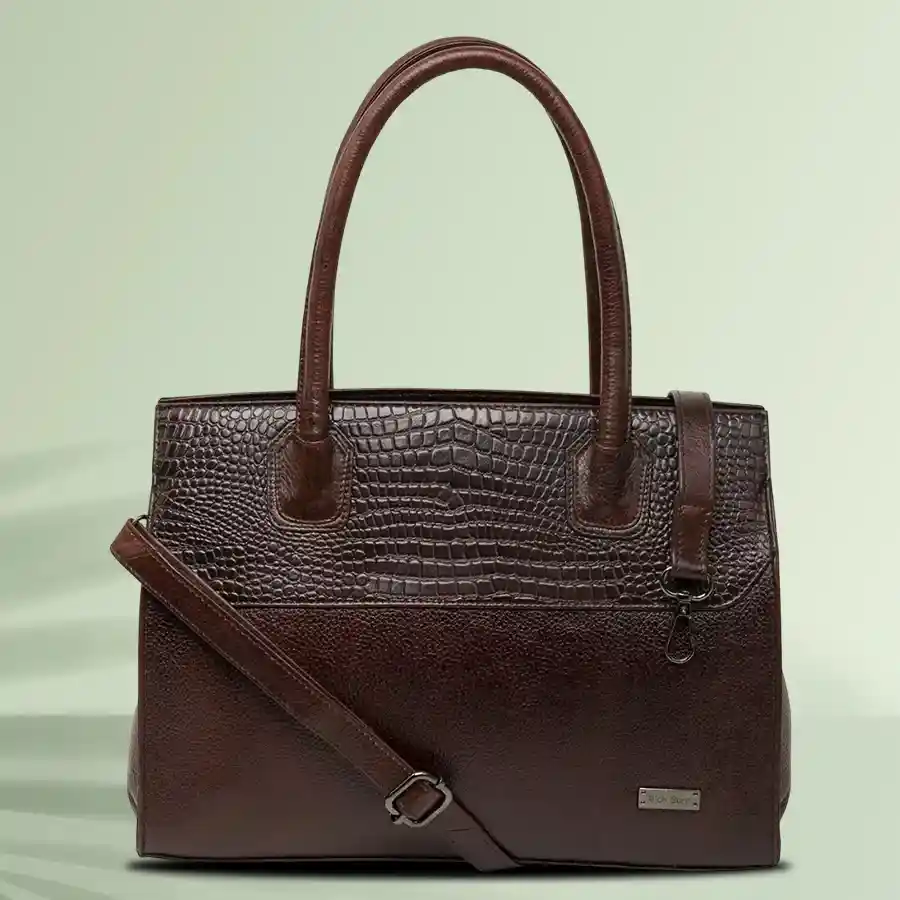 Chic Dark Brown Shoulder Bag made of faux leather, featuring two chambers and a front zip, perfect for organizing daily essentials.