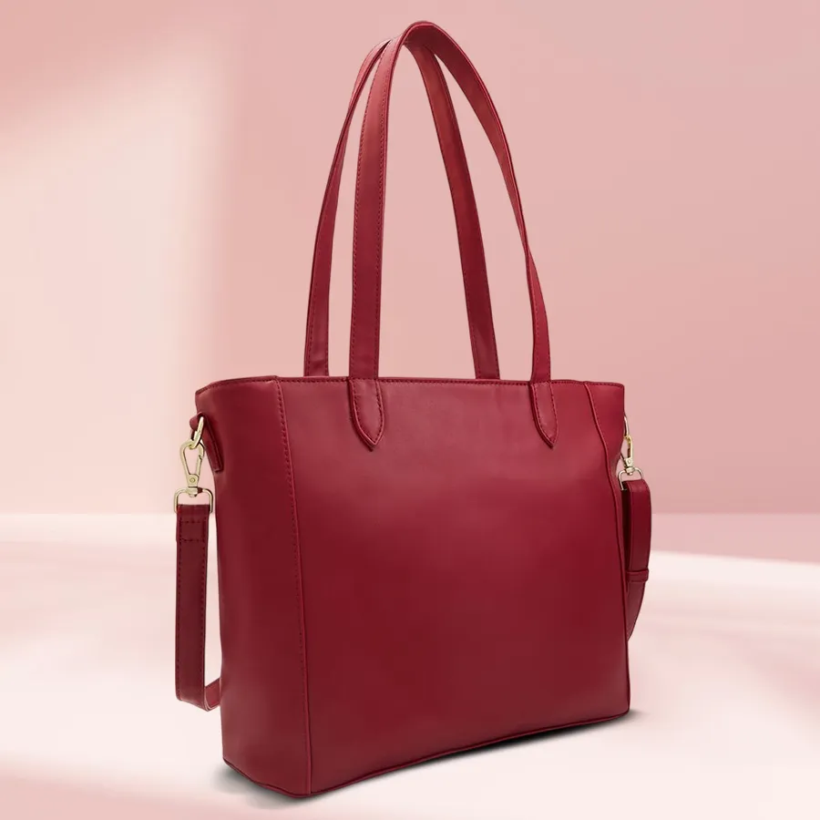 Radiant red faux leather shoulder bag for ladies, perfect for gifting.
