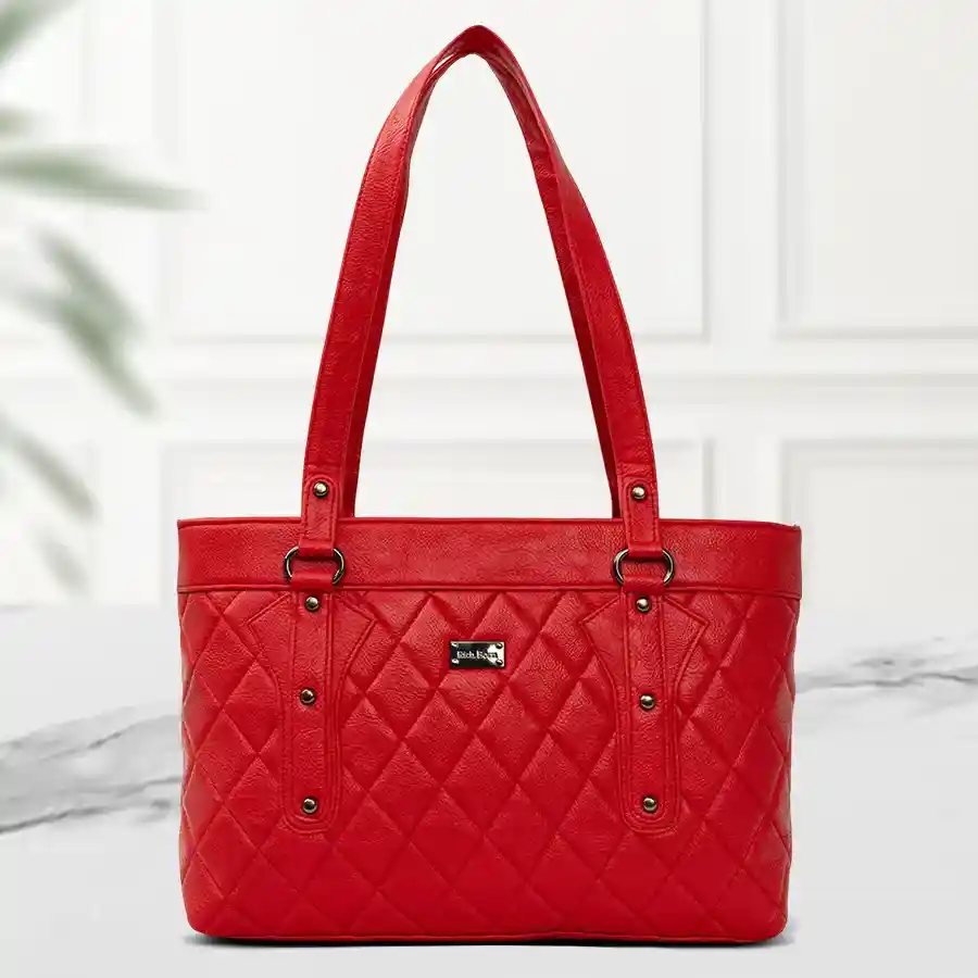 Timeless Dark Red Vanity Bag from Richborn, made of faux leather, stylish shoulder bag for women.
