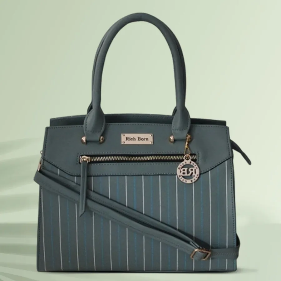 Striking Striped Maroon Side Bag featuring blue and golden stripes, crafted from faux leather, perfect for stylish women on the go.