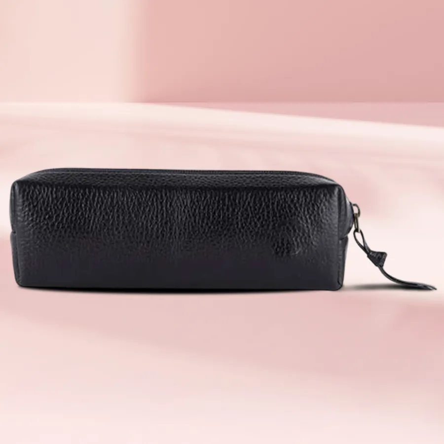 Chic Black Leather Utility Pouch designed for versatile use in organizing essentials.